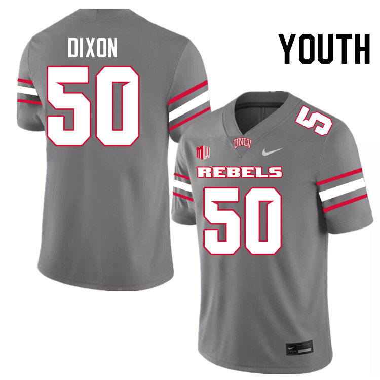 Youth #50 Jalen Dixon UNLV Rebels College Football Jerseys Stitched-Grey